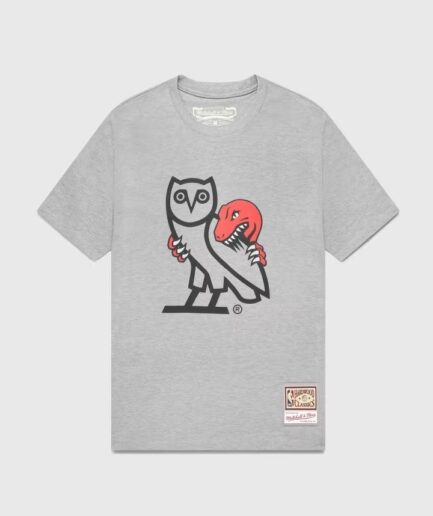 Ovo® x Mitchell and Ness 95 Raptors Og Owl T shirt-Grey